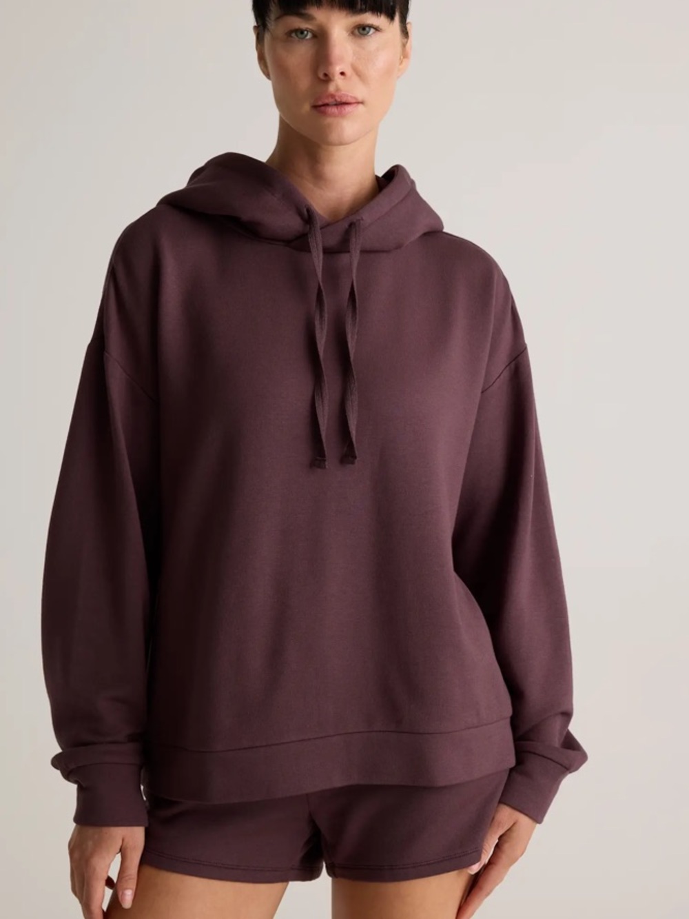 Quince SuperSoft tencel Modal Hoodie Dried Fig Espresso Relaxed Sweatshirt XL